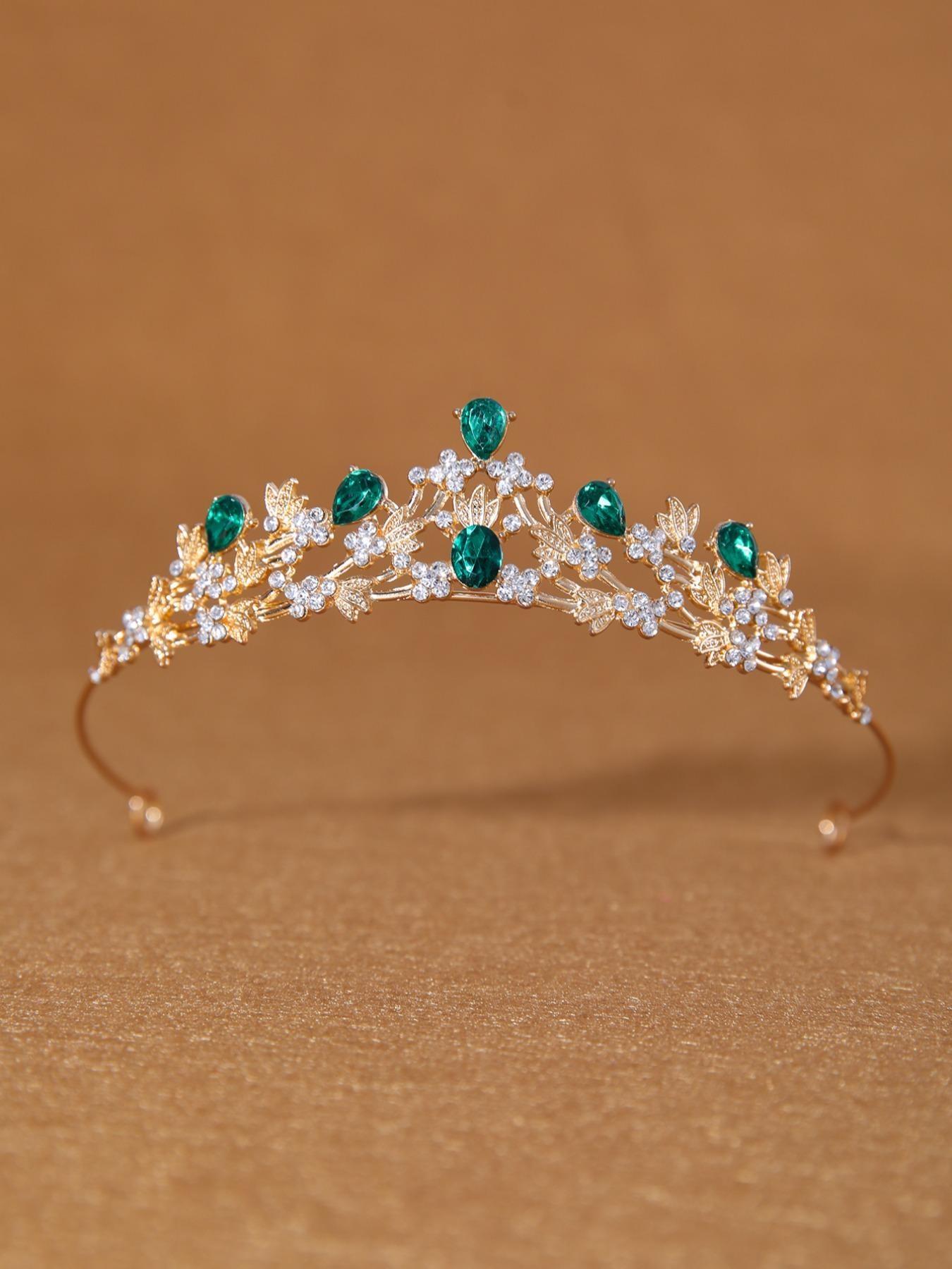 Women's Colorful Crystal Headpiece Set, Rhinestone Bride Crown with /blue/ Gemstones, Elegant Wedding Hair Accessory