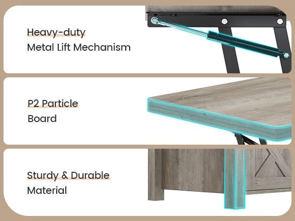 Sikaic 4 In 1 Multi-Function Lift Top Coffee Tables Converts To Dining Table Wood Tabletop Tabletop Design
