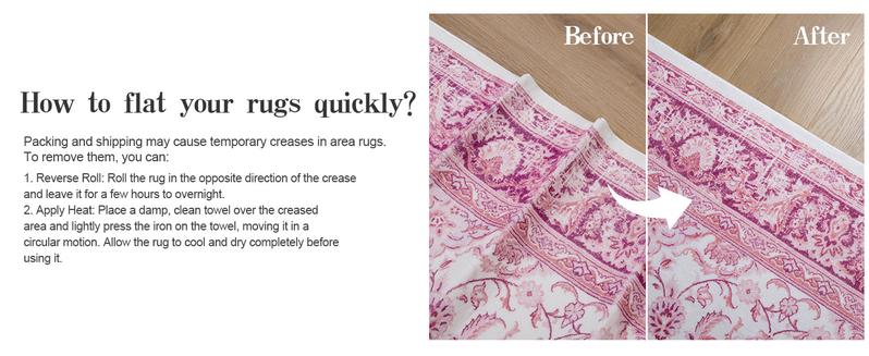 Non-Slip Washable Faux Wool Vintage Boho Rug, Retro Distressed Medallion Carpet 5x7 6x9 ft, Red/Blue Low Pile Soft Mat for Entryway Kitchen Traditional Interiors