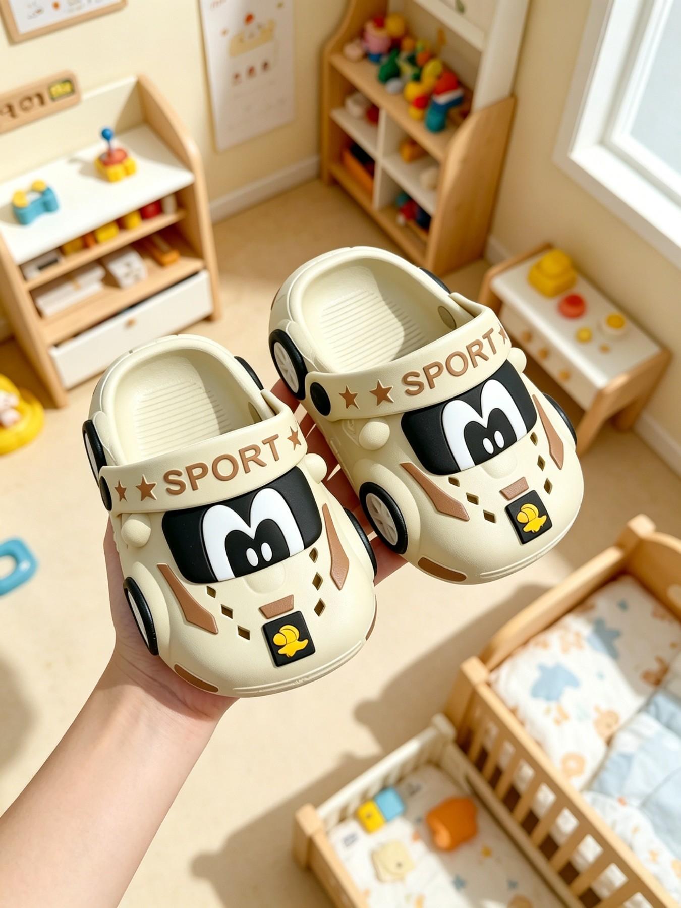 Car-Shaped Sandals, Soft Sole Anti-Slip, Breathable Summer Slippers, Casual Boys' Shoes, PVC Material, Less Than Ankle Height