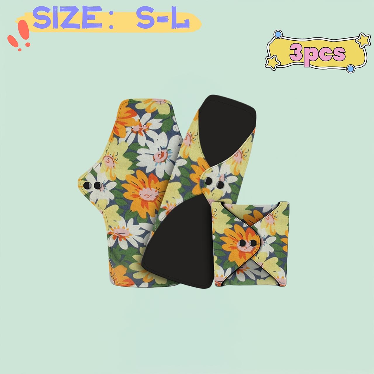 3pcs Reusable Pads Set, High Absorbency Leakproof Night & Day Use, Cotton Lining, Multiple Sizes, Postpartum Menstrual Incontinence Care