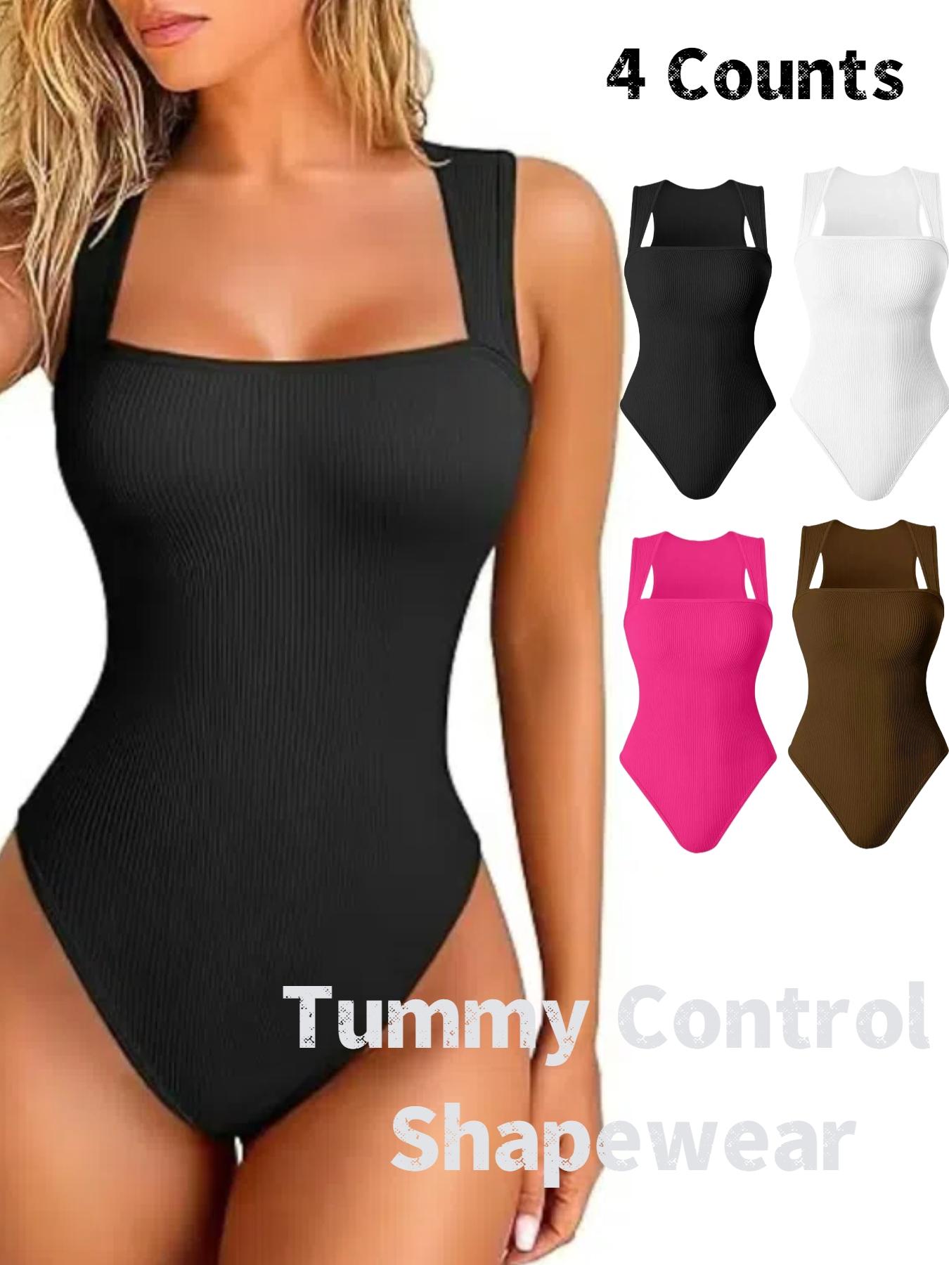 Women's Shapewear Bodysuit, Comfortable Casual Style Tummy Control & Butt Lifting, Daily Wear Crop Compression Shirt, Knitted Slimming Fitness