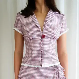 Gaono Women Low Rise Plaid Midi Skirt Lace Up Ruffle Hem A Line Skirt Vintage Tie Up Gingham Tiered Skirt Going Out Streetwear