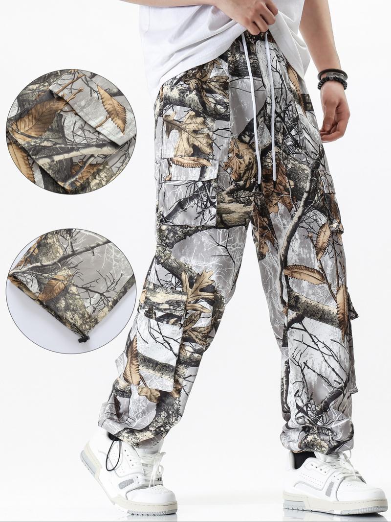 Men's Camo Print Pants, Casual Comfy Multi-pocket Trousers for Daily Wear, Fashion Men's Bottoms for Spring & Fall
