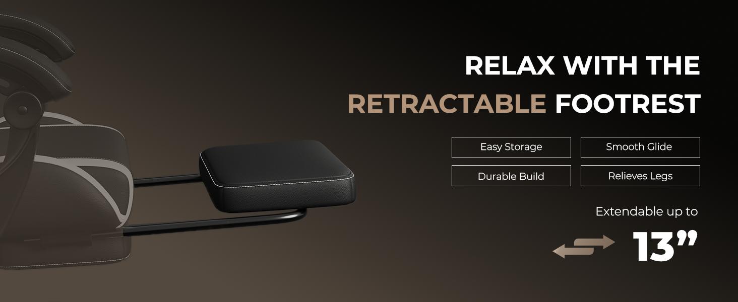 Gaming Chair with Footrest & Massage Lumbar, Ergonomic Computer Chair 330lbs with Headrest Pillow for Office, Home, Streaming and Long Gaming Sessions