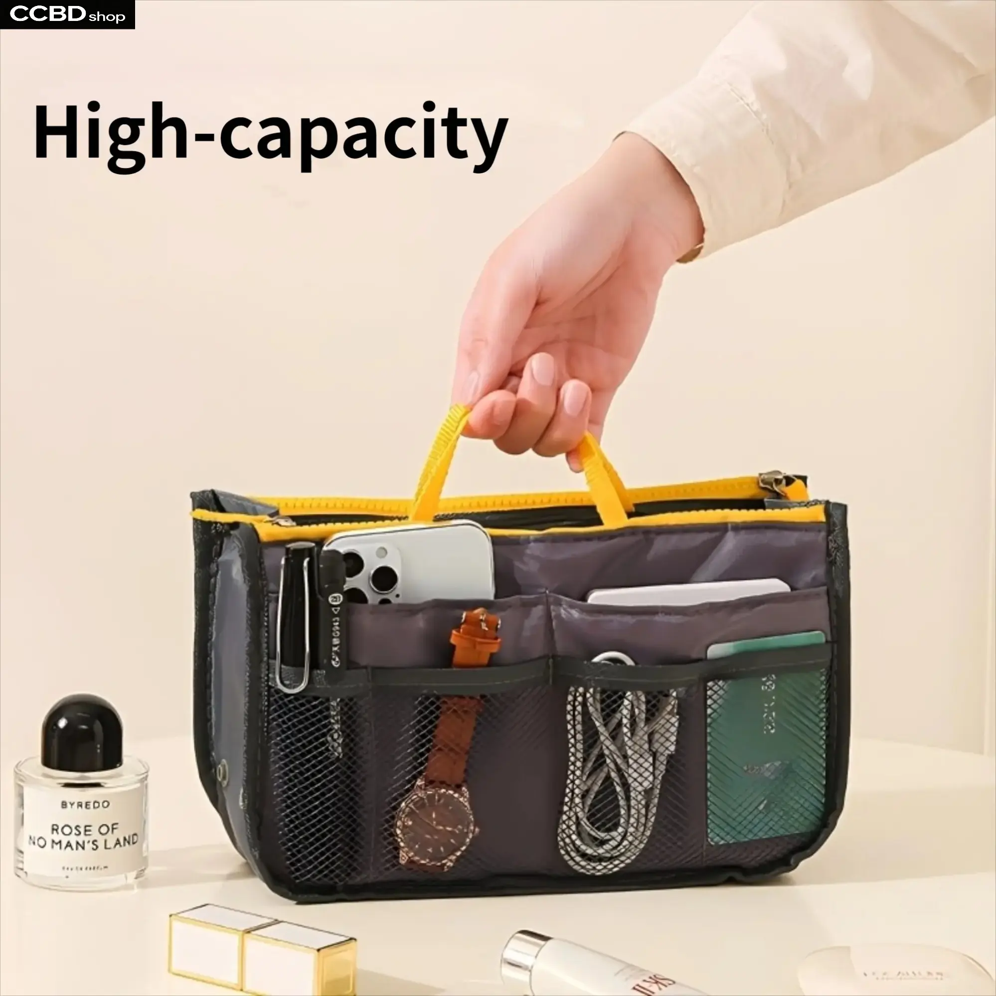 Extra Large Capacity Purse Organizer Insert, Multi Functional Bag in Bag with Double Zipper Compartments, Portable Handbag Organizer Liner with Multiple Pockets for Women Travel Daily Storage and Organization