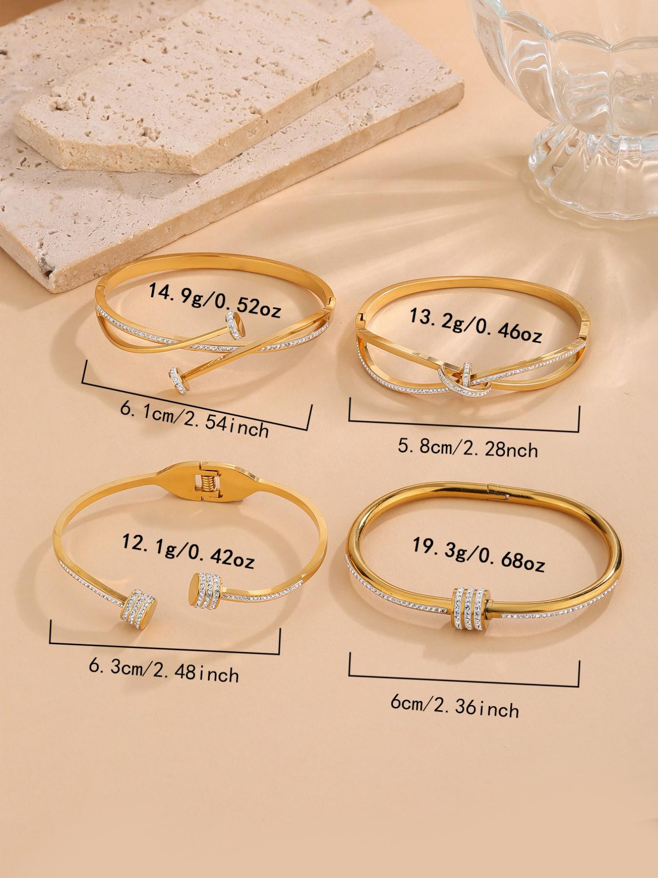 Rhinestone Wrap Nail Bracelet, Unique Luxury Design, Eye-Catching Accessory for Friends Outing Photos, 1 Piece/4 Pieces