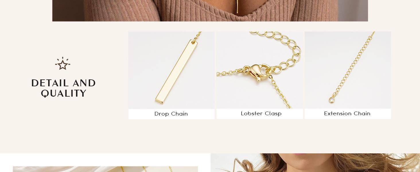 Women's Long 14k Gold Plated Necklace, Elegant Y-Shape Zipper Design, Simple Jewelry Trendy Gift for Women, All Seasons