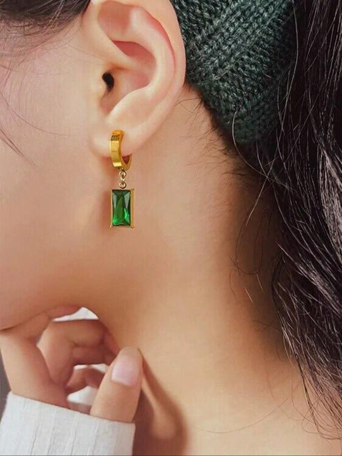 Women's Stainless Steel Imitated Crystal Necklace Earrings Set, Fashion Jewelry for Daily Wear, Elegant Accessory for Women