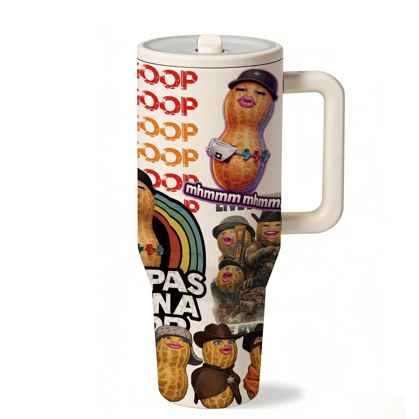 1 Pc 40oz insulated tumbler, funny meme tumbler, double wall vacuum mug, leak proof travel mug with handle, emoji aesthetic cup, hot cold drinks 12h hot 24h cold, viral funny gift for women men, reusable coffee mug, trendy tumbler