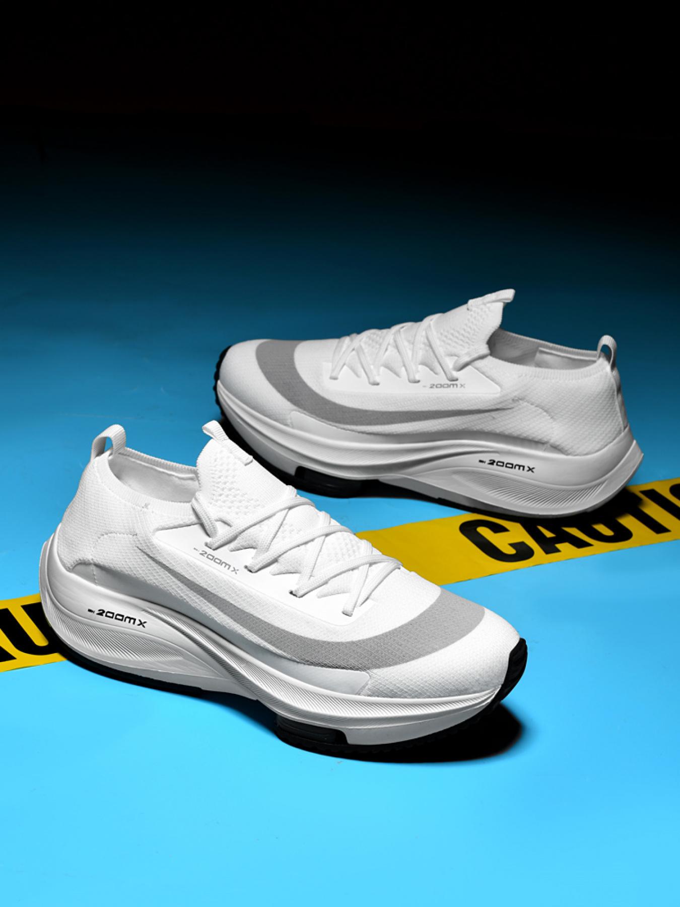 Men Sports Running Shoes Casual Marathon Air Cushion Sneakers Leather Breathable Lightweight Male Comfortable Athletic Nonskid Casual Sneakers Hiking Outdoor Footwear