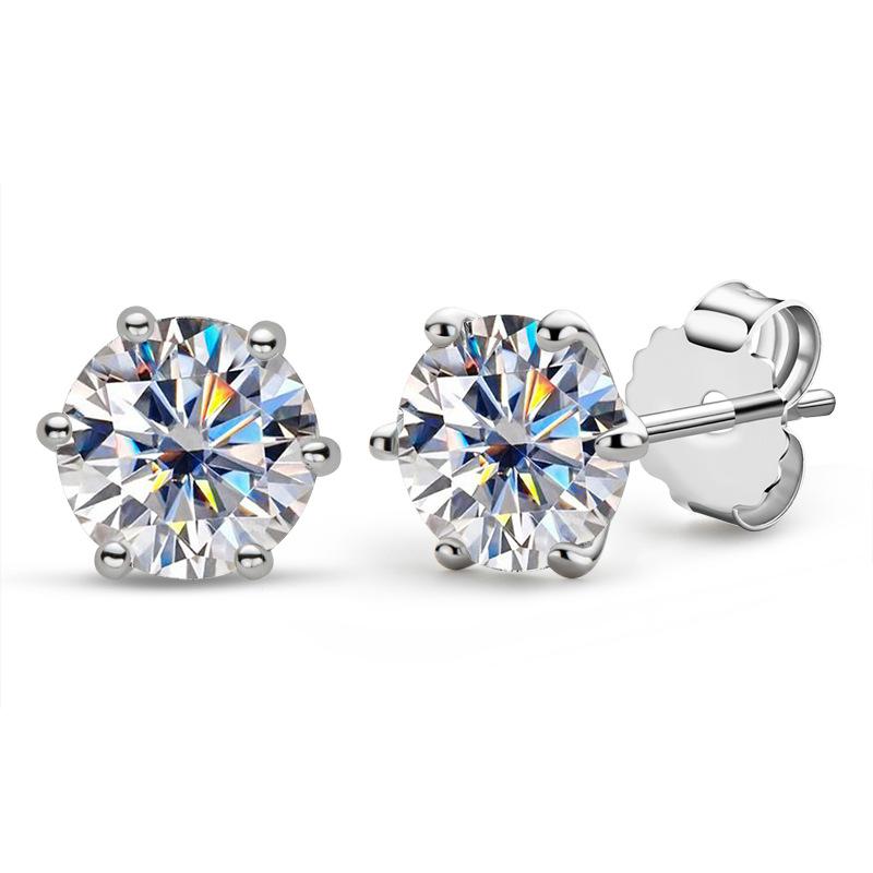 [ASM-EA100] 0.5 CT  Round Cut Moissanite Earring Ladies S925 Sterling Silver Earrings D Color VVS1 Moissanite Studs Earrings