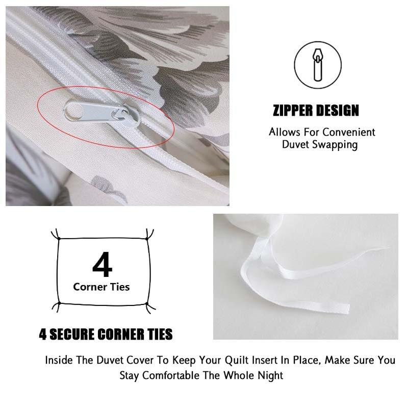 Spring & Summer Refresh, Ink Wash Floral and Bird Print 3-Piece Duvet Cover Set, Includes 1 Duvet Cover and 2 Pillowcases (Without Insert), Soft and Comfortable, Machine Washable for Easy Care.