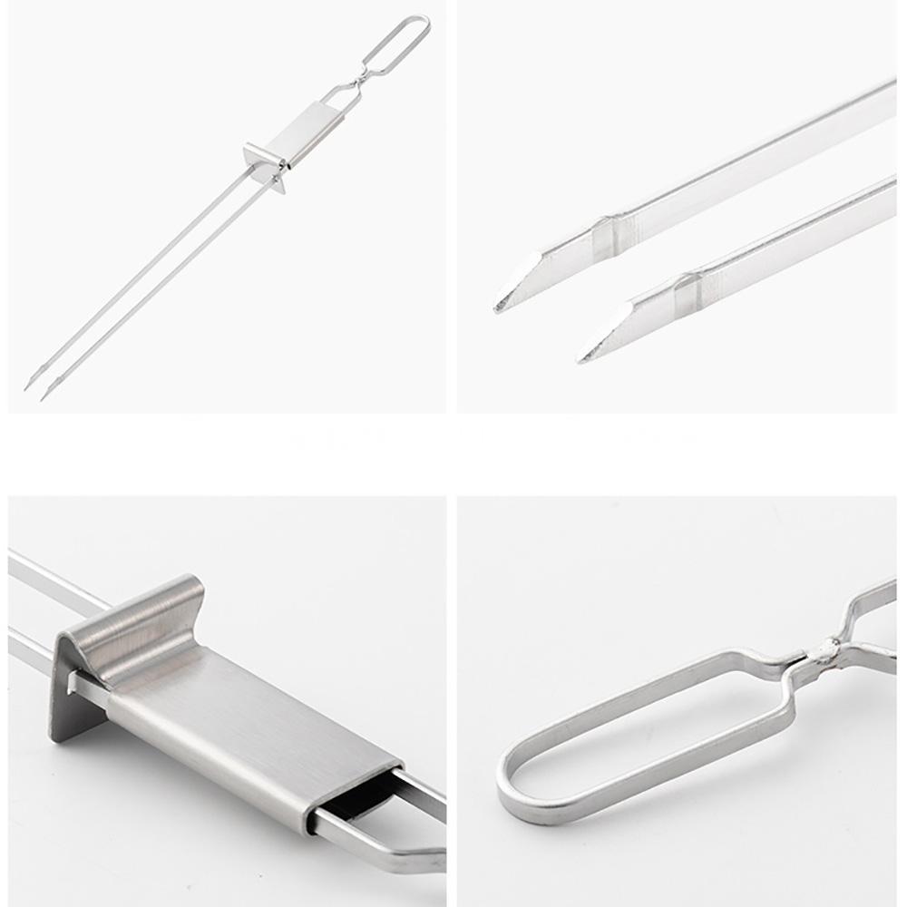 Stainless Steel Barbecue Grill Fork & Skewers Set, Barbeque-Style Double Pronged Forks for Shrimp, Meat, Veggies, Non-Slip Handle, Reusable, Easy to Clean, Ideal for Outdoor Grilling Parties, Barbeque-Style Barbecue Forks