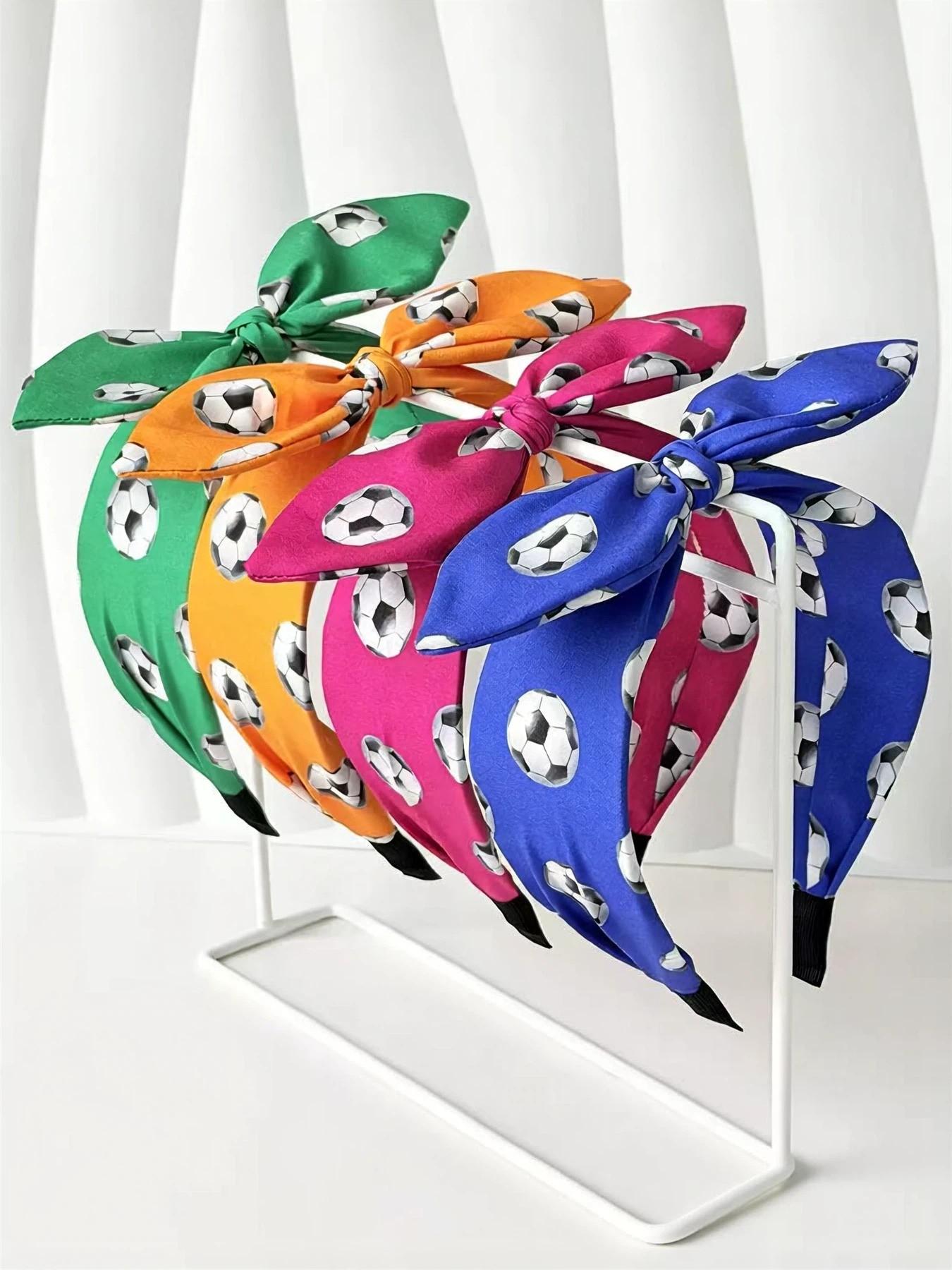 World Cup Football Print Hairband, Butterfly Knot Rabbit Ear Headband, Sports Game Accessory, Stylish and Fun Hair Decor