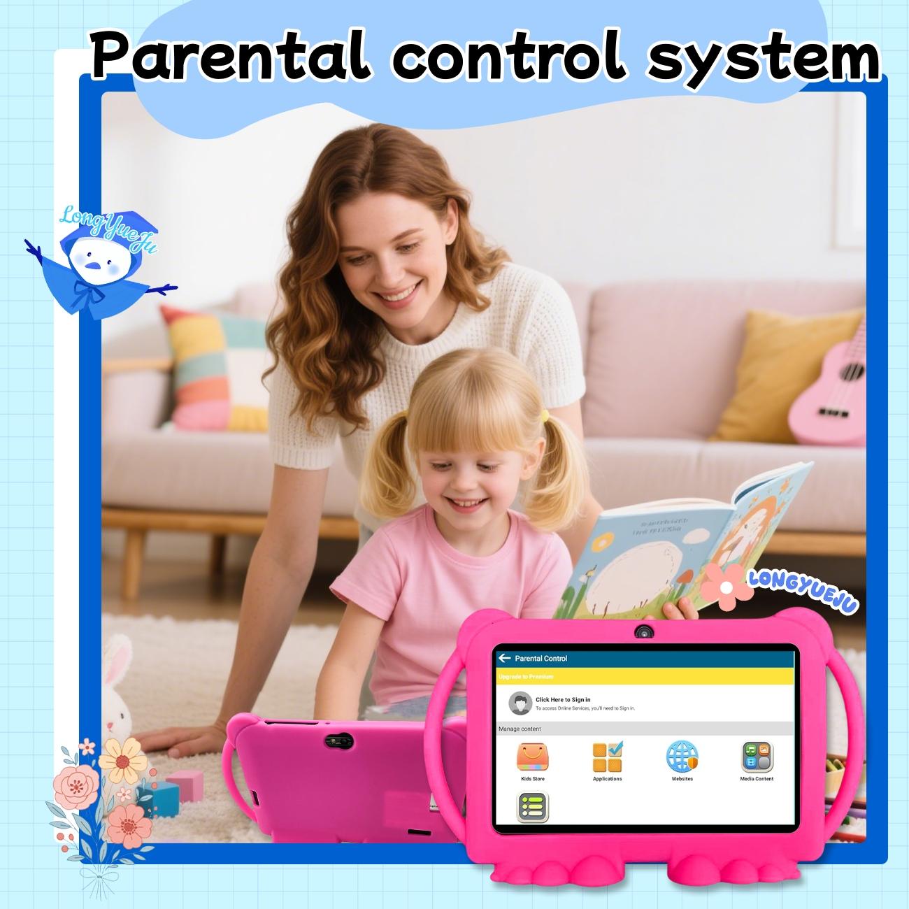 Surprise holiday gifts! 7-inch Android tablet intelligent learning machine, movie, reading, internet, wireless connection, etc., installed iWAWA educational software, parental control, no adapter, blue/pink, Halloween and Christmas gift options
