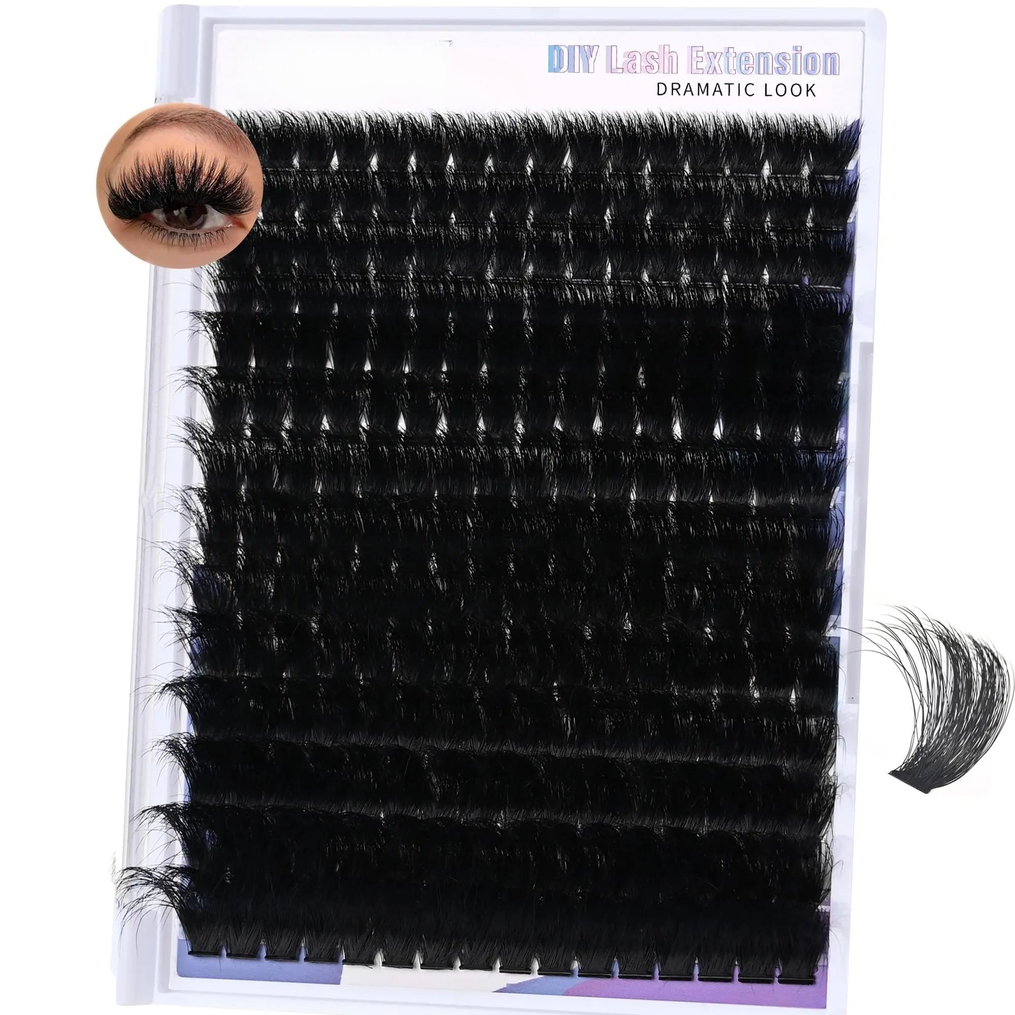 Yaiseiko Lash Clusters 300D Thick Long 12-25mm Volume Cluster Eyelash Extensions 224Pcs Wispy Individual Lashes D Curl Waterproof Eyelash Clusters Soft False Eyelashes DIY at Home