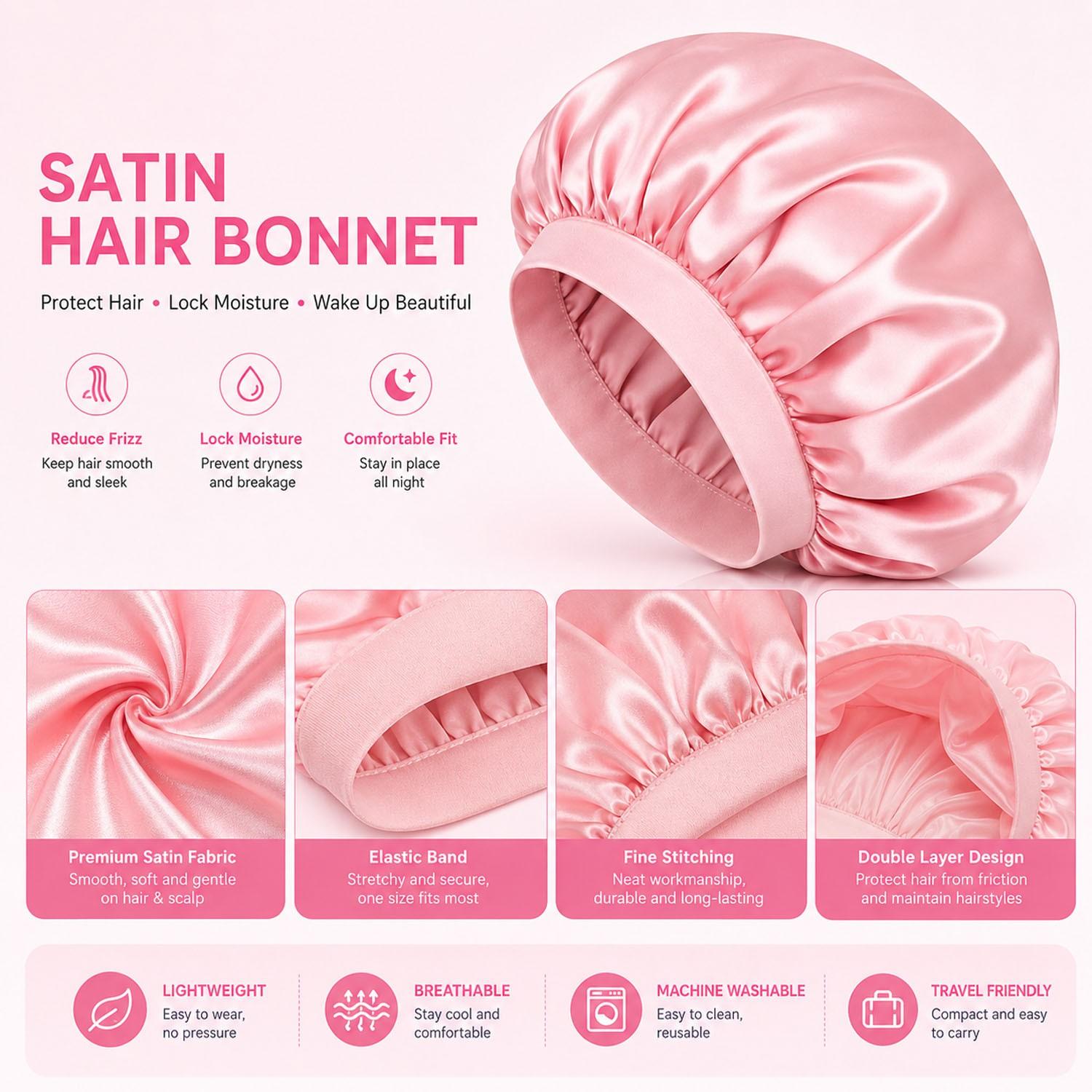 8Pcs Satin Heatless Curling Set, Luxury Overnight No-Heat Hair Curler Kit Heatless Hair Curlers with Satin Bonnet, Curling Headband, Scrunchies, Hair Clip & Hair Ties, Wake Up with Salon-Like Soft Curls, Smooth Waves & Frizz-Free Hair