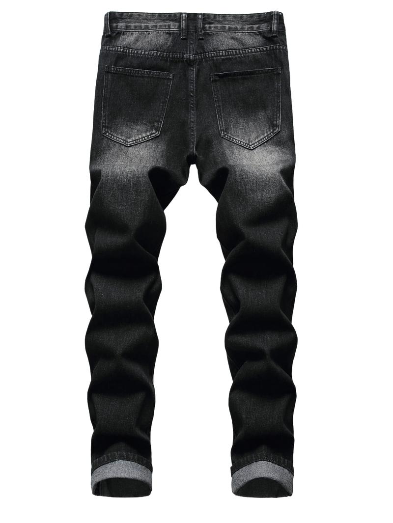 Men's ripped jeans, distressed ripped slim straight jeans compression  pants  ripped  jeans jeans  n  s high street jean fashion boy summer gomez  western  wear  outlet