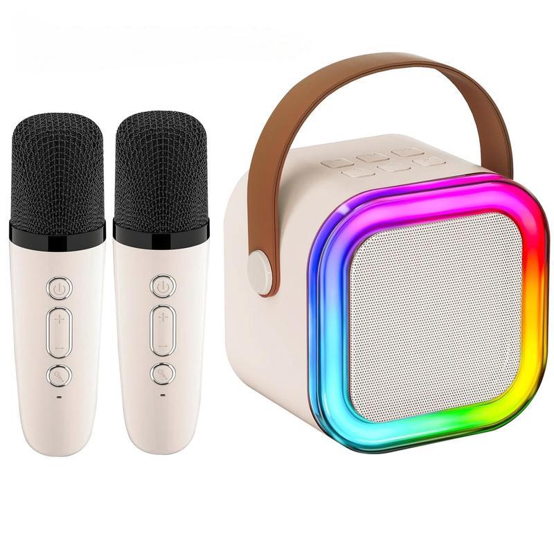 Portable Karaoke Speaker Set with Wireless Microphone, RGB Light Effects, Home Ktv Machine, Compatible with Android/iOS Systems