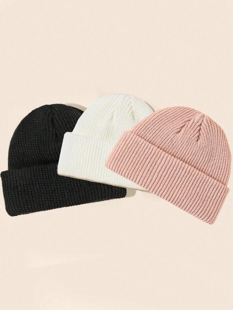 Men's Solid Color Knit Beanie Hat, Casual Street Soft Comfortable Beanie Cap for Fall & Winter, Fashion Accessories for Daily Wear, Knitted Hat