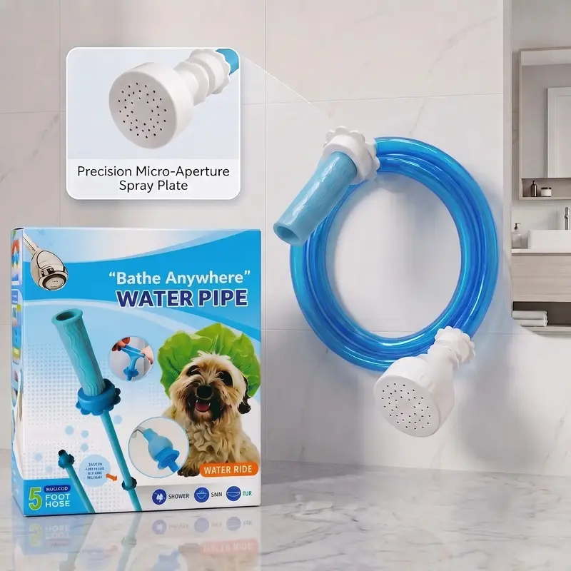Universal Bathtub Faucet Spray Head Attachment, 5-Foot Flexible Hose, No Drilling Installation, Multi-Functional Shower Sprayer