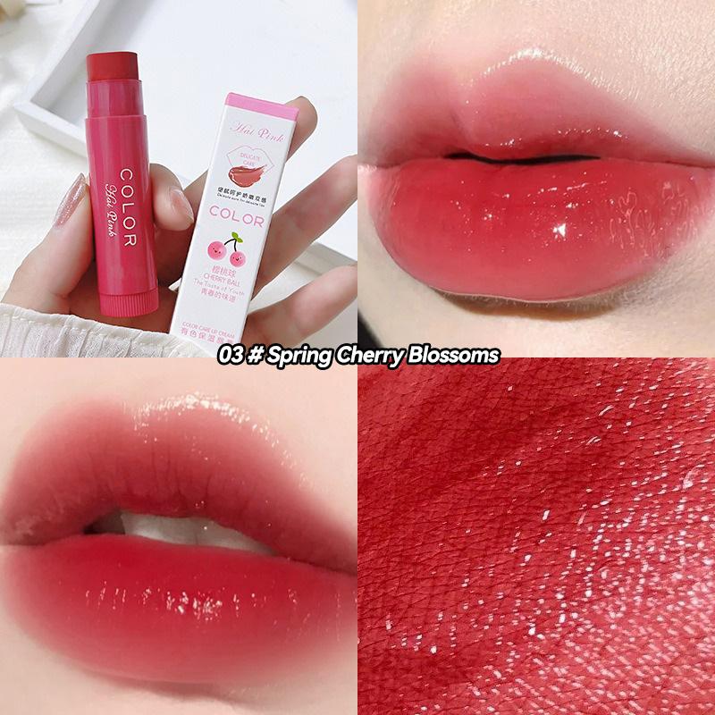 Cherry Color Lip Balm, Moisturizing and Anti-Crack, Lightweight Texture, Plant-Based Squalane, Suitable for All Skin Types, Adult Lip Care