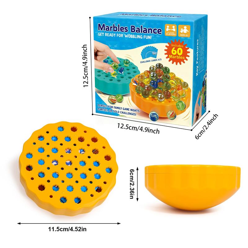 Family Edition Game Toy, Family Fun Game, Glass Marbles Jenga Wobble Ball Puzzle Marbles Balance Game Multiplayer Interactive Board Game, Dice & Challenge Cards - Suitable for 1 to 4 players Gifts, festive gifts