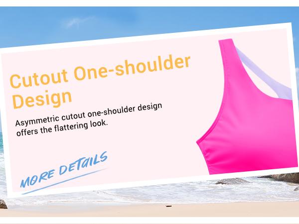 Holipick Women's One Shoulder One Piece Swimsuit Cutout Bathing Suits Mesh Slimming Swimwear for Teen Girls