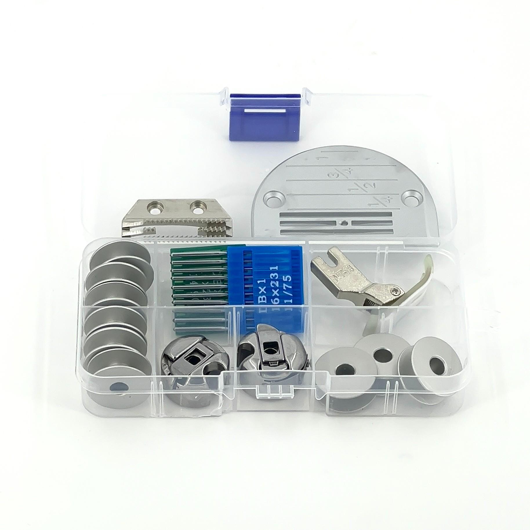 34pc Industrial Sewing Machine Accessories Set, Includes 9 Bobbins, 2 Bobbin Cases, Nt-18 Foot, 20 Needles and More for Home Use