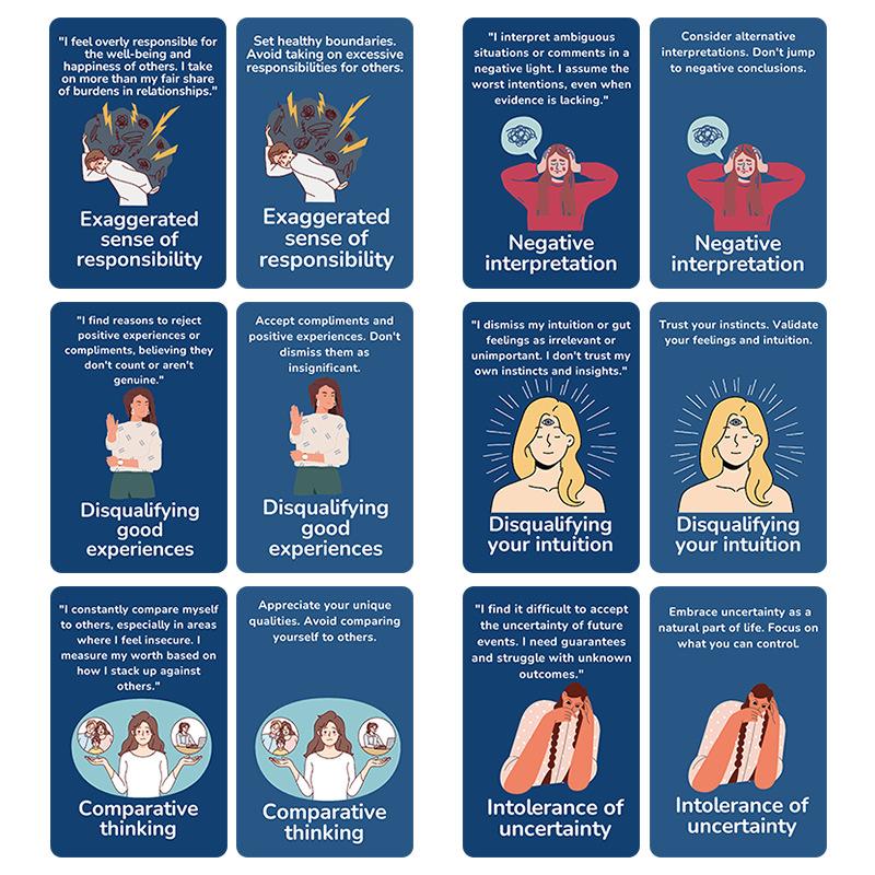 Cognitive Distortion Flashcards Mind Trap 50 Solutions Psychological Flash Cards, Improve Critical Thinking Skills, Mental Health Tools