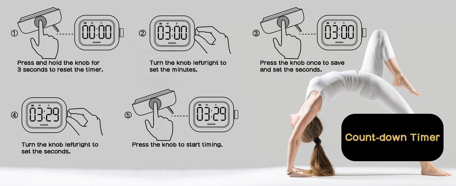 INKBIRD Kitchen Timer, LED Magnetic Timer with Backlit Display Screen, Suitable for Reading, Learning, Fitness, and Cooking, Kitchen Accessories INKBIRD Kitchen Timer, LED Magnetic Timer with Backlit Display Screen, Suitable for Reading, Learning, Fitness, and Cooking, Kitchen Accessories
