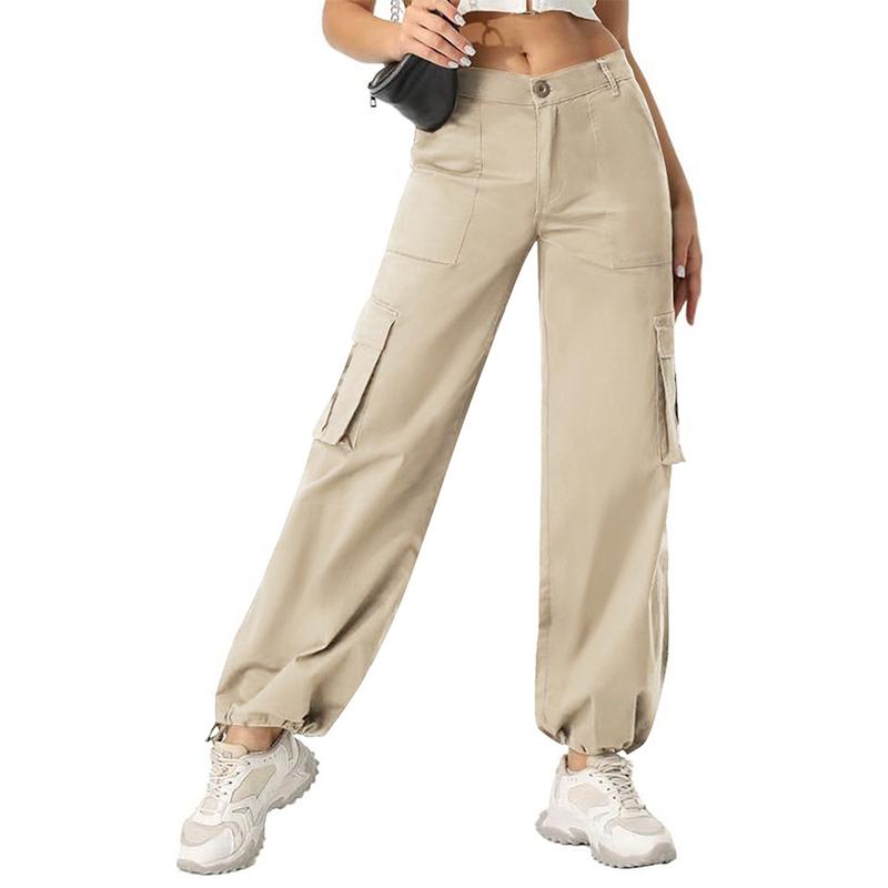 Avamo Stretchy Womens Cargo Pants thick thigh pants work outfits women Wide Leg Sweatpants Baggy High Waisted 6 Pockets Straight Leg Casual Y2K Streetwear Cinched Ankle/ Straight-Leg Capris Pants With Adjustable Trouser Cuffs for Daily Wear