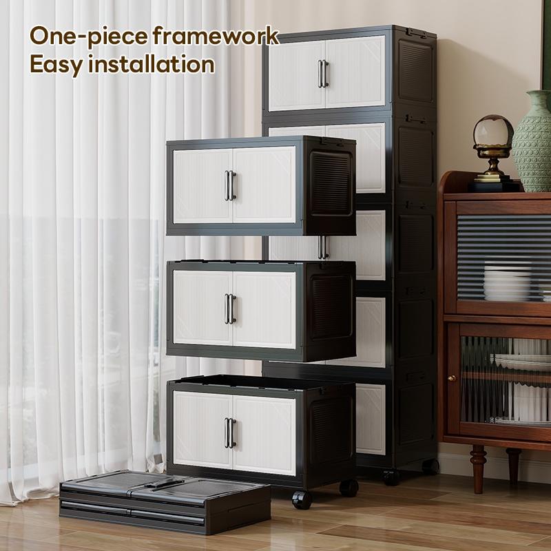 36cm*25cm/46cm*28cm 2-6 Layer Storage Cabinet, Plastic Home Organizer, Durable Living Room Shelf, Mobile with Wheels, Easy Assembly