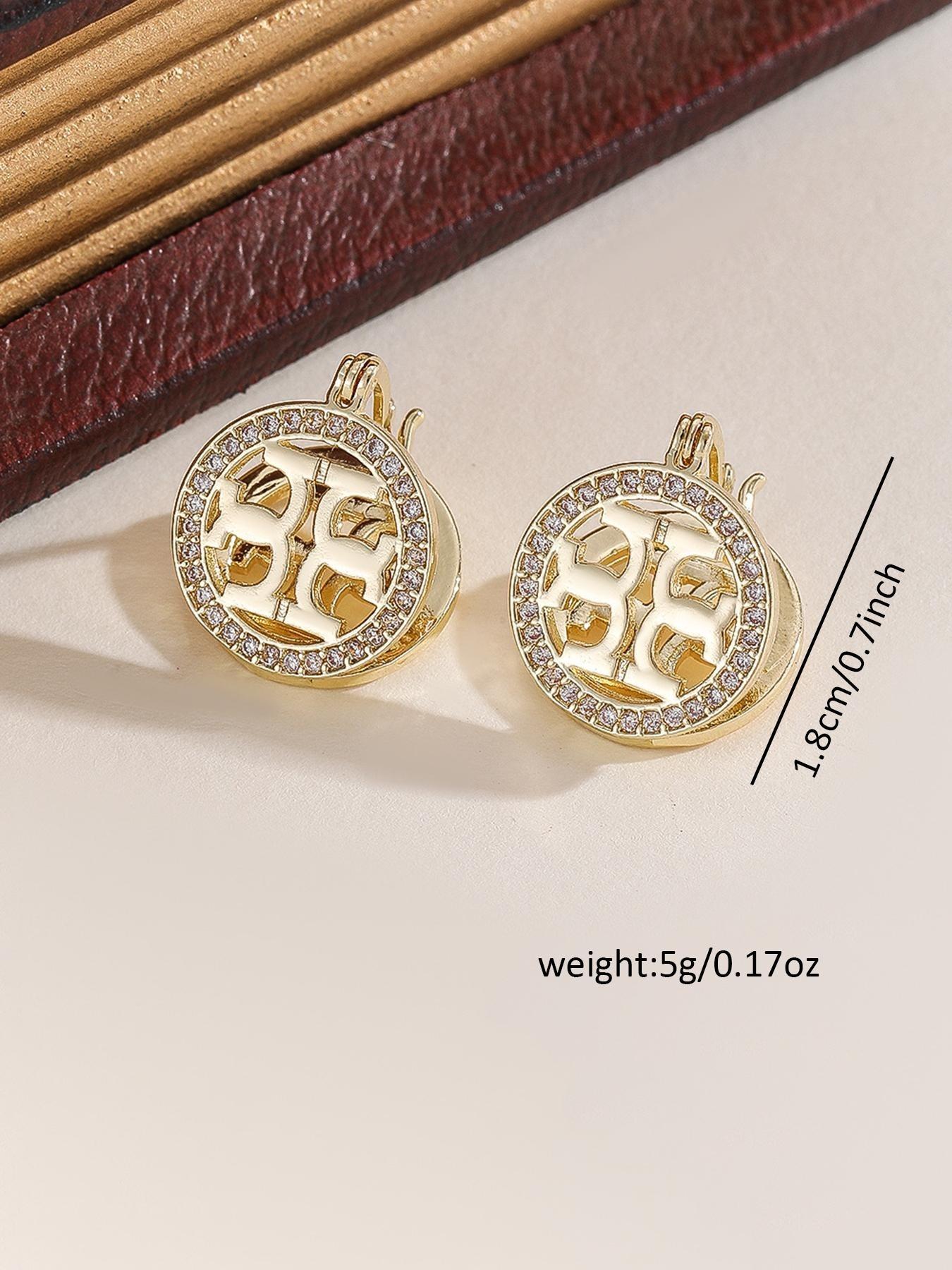 French Vintage Elegant Clip Earrings with Artificial Zircon, Copper Material, Fashion Chic Accessories, Geometric Hollow-out Cross Design, Women's Daily Wear Fashion Jewelry for All Seasons, Statement Earring