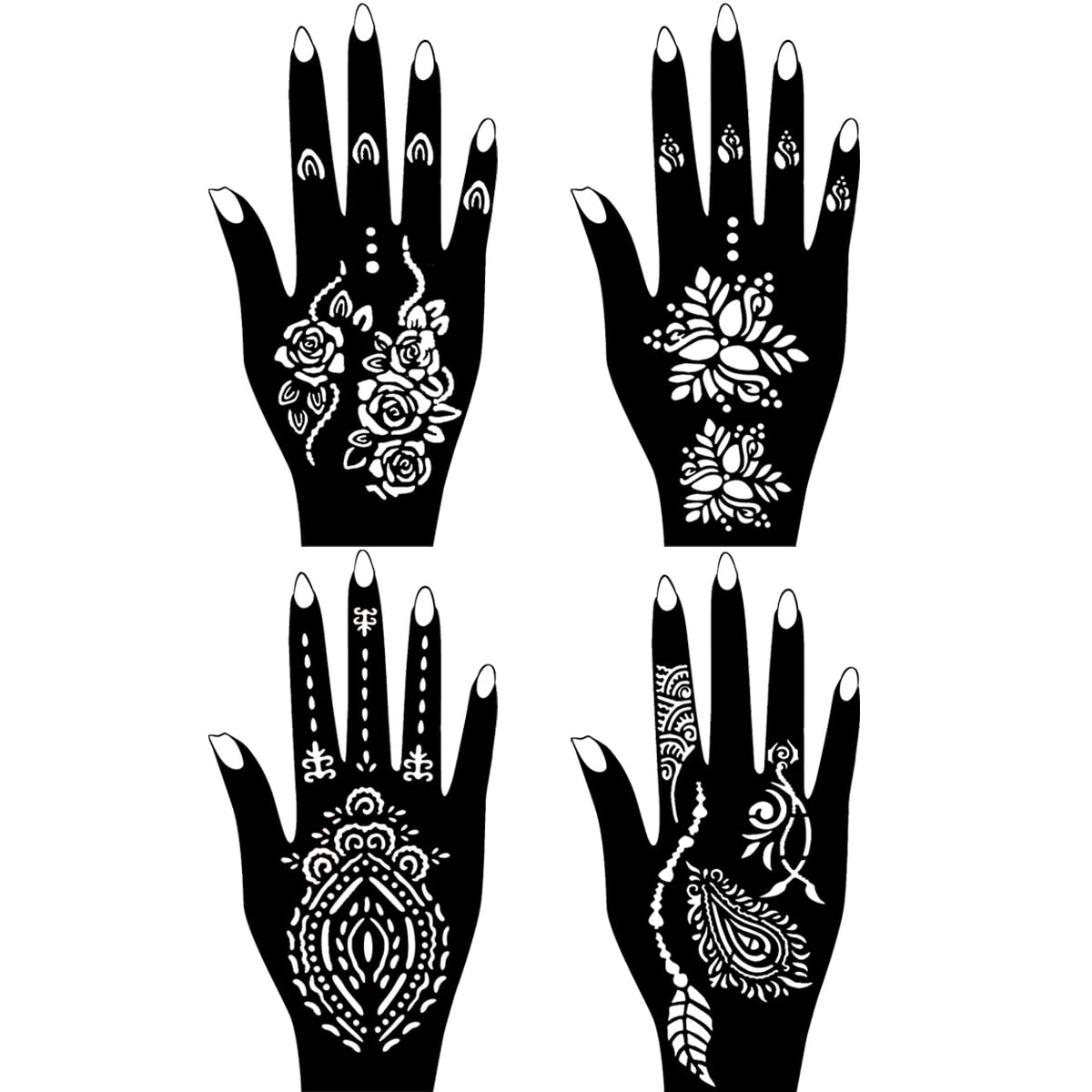 BASIC SUPPLY Temporary Tattoo Kits Henna kit 5 Inks 96 Stencils Cosmetic Grade for Women Men Kids DIY Art Painting Party Gifts