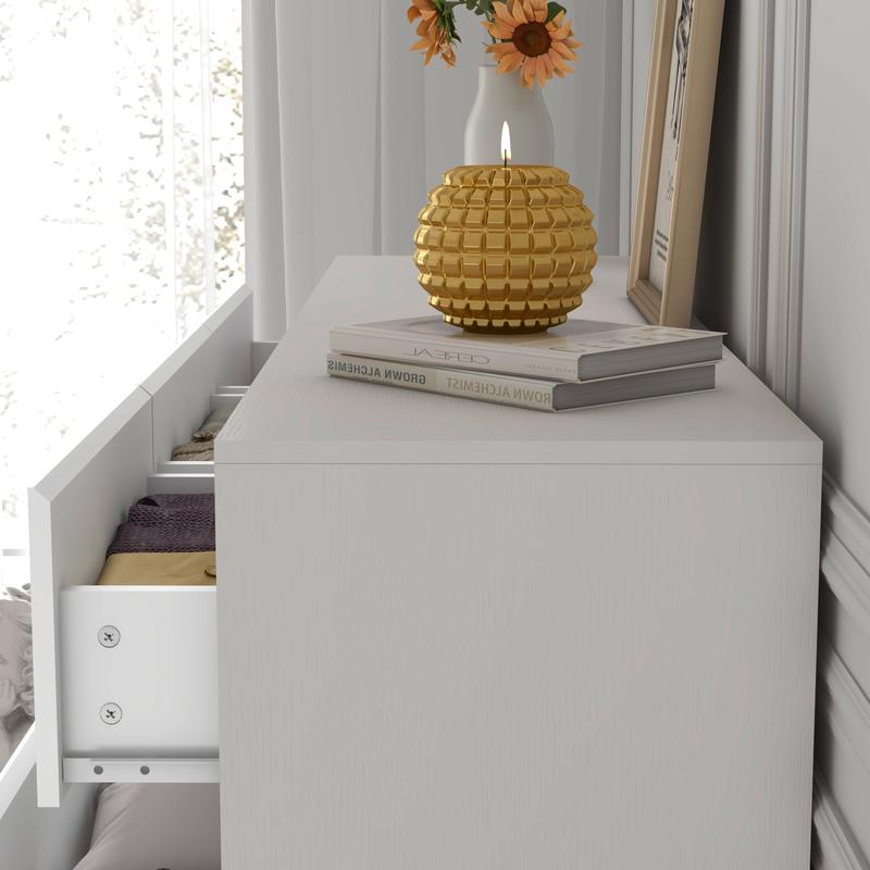 Dresser for Bedroom, Modern Dresser with Drawers, Large Wood Chest of Drawer Handle Free, Long Dresser for Bedroom, Living Room, Entryway, Hallway, White/Black