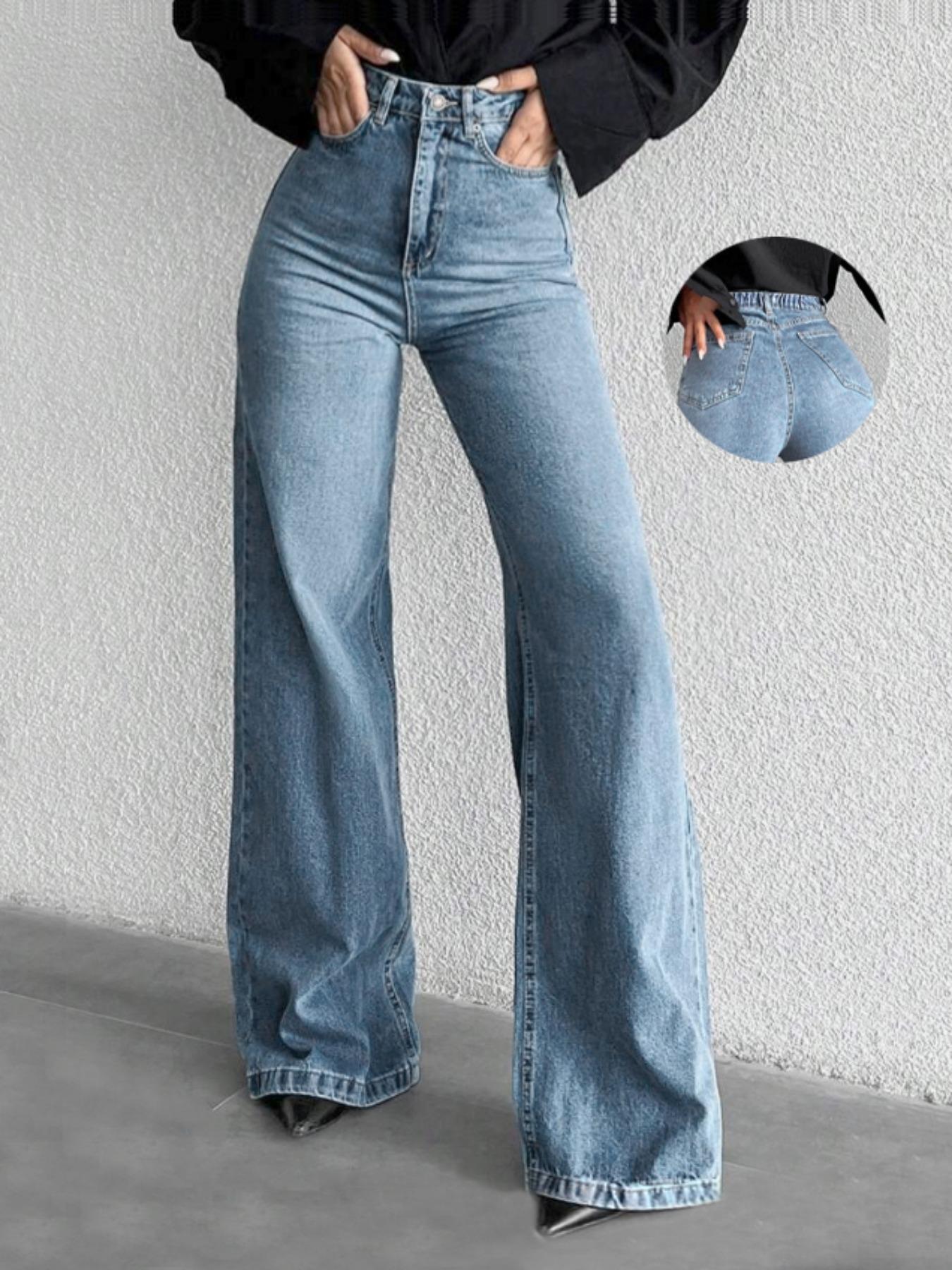 Baggy Pants for Women, Casual High Waist Wide Leg Button Jeans, Comfortable Stretch Denim, Trendy Streetwear Style, Perfect for Daily Wear