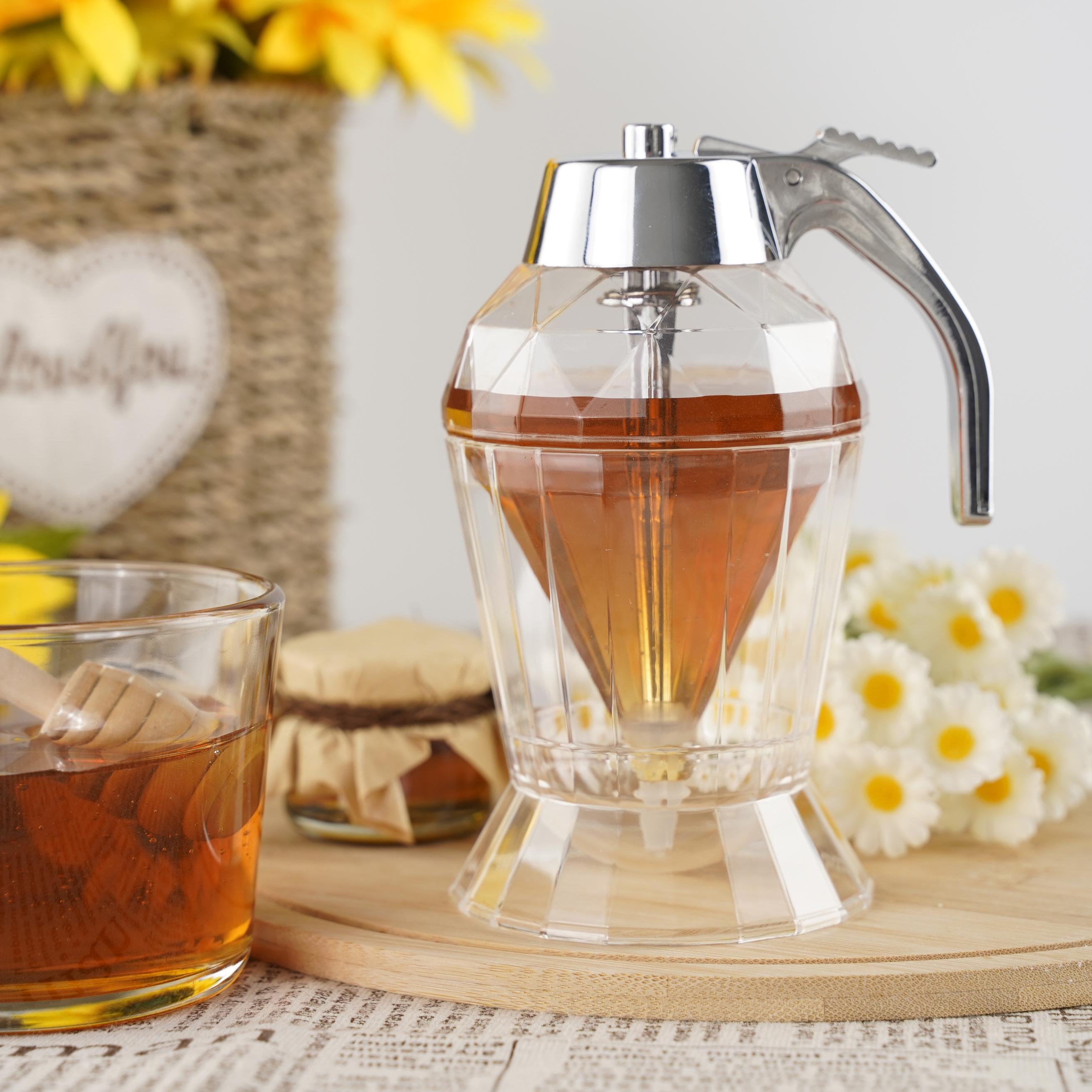 No Drip Honey Dispenser with Stand(Non-glass) - Honey and Syrup Storage Container - Suitable for Honey, Syrup, Jam - 8oz No Drip  Honey Storage Dispenser - Easy to Use