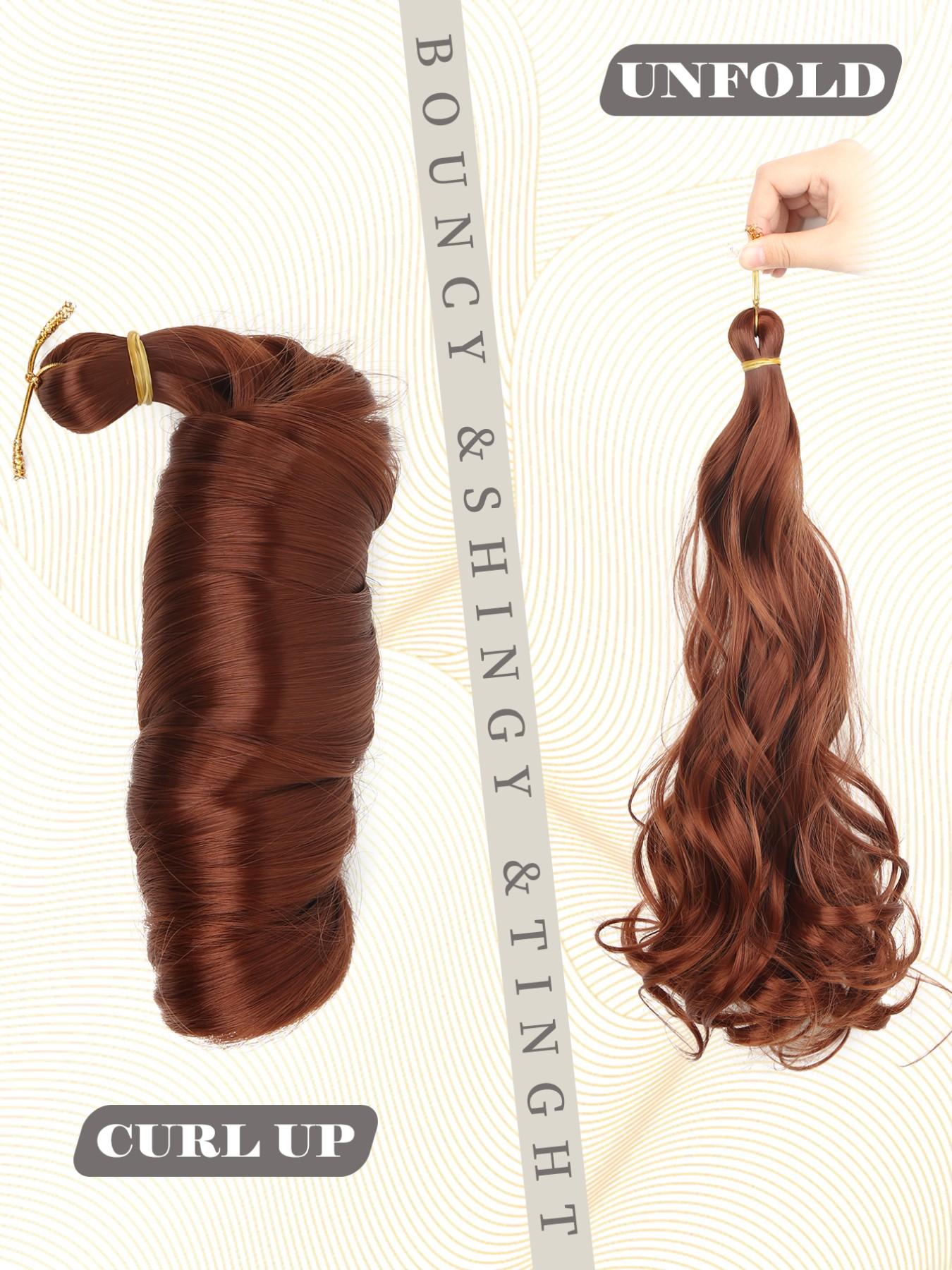 14 Inch Synthetic French Curly Crochet Hair, Heat Resistant Loose Water Wave Braiding Hair Extensions, Ginger Orange Wavy Curls for Women Daily Party Holiday, Synthetic Hairpiece