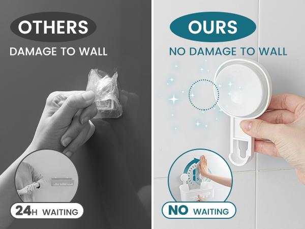 TAILI Shower Caddy Suction Cup, Heavy Duty Bathroom Shower Organizer, Removable Shelf for Inside Shower, Shampoo, Wall Mounted Plastic Shower Storage for Bathroom Accessories, White organizer rack inside shower