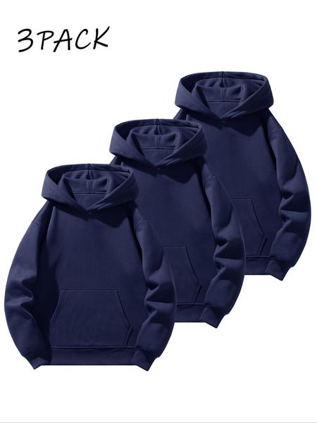 Men's Solid Color Essential Hooded Sweatshirt, Autumn & Winter Regular Fit Casual Long Sleeved Hoodie, Men's Daily Wear Clothing