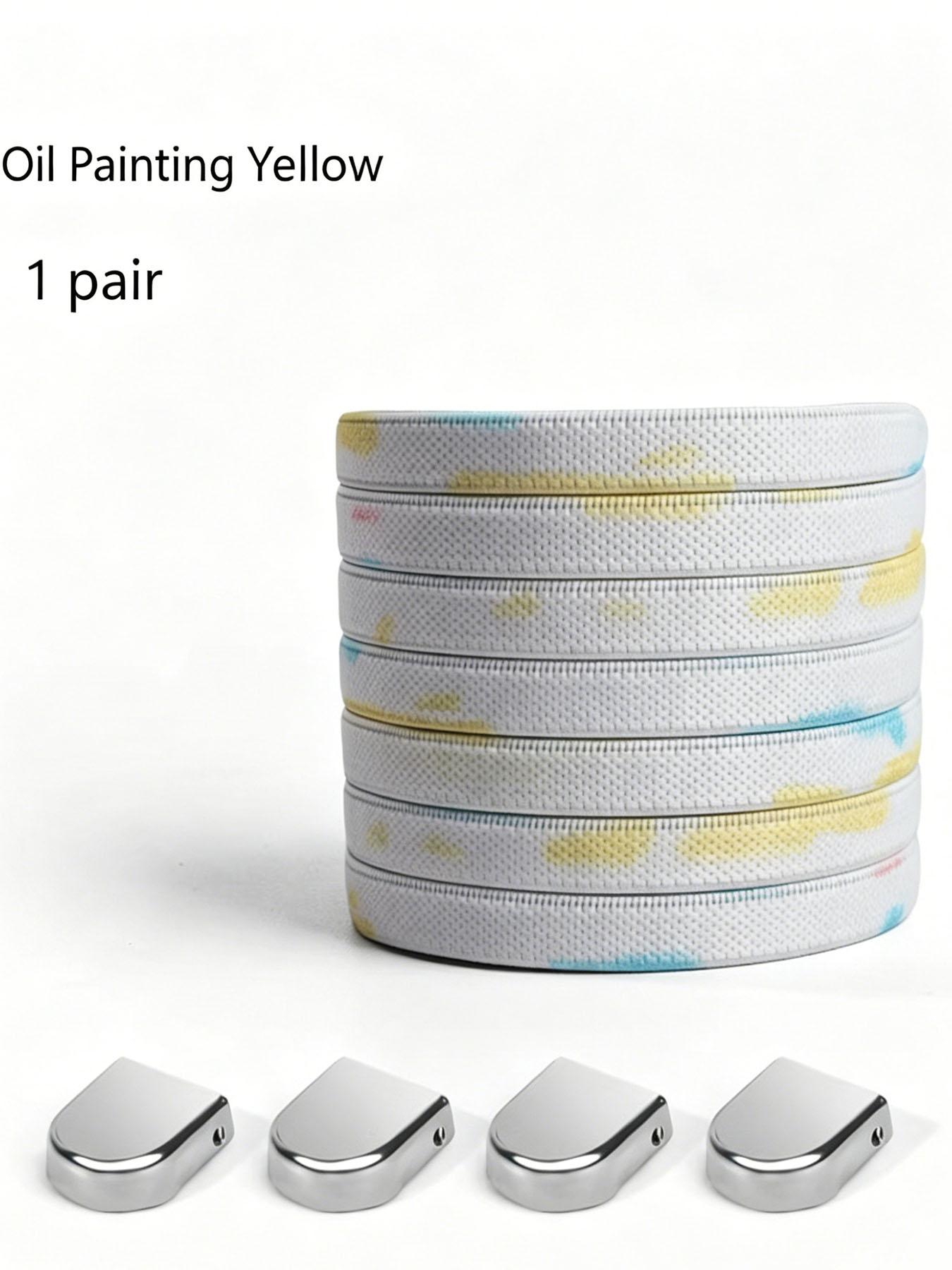 Dreamy Tie-Dye Lazy Shoelace, No-Tie Press Button, Gradient Color, Elastic Stretch, Wide Strap, for Sneakers, Dad Shoes, Sports Shoes, Commute, DIY Footwear
