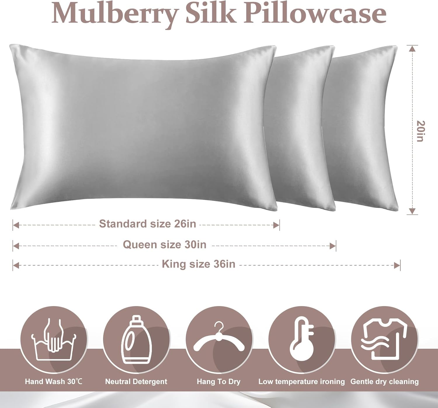 2 Pack Silk Pillowcases - 100% Mulberry Silk for Hair and Skin Protection, Double-Sided Use, Hypoallergenic & Ultra-Soft  silk bed sheets