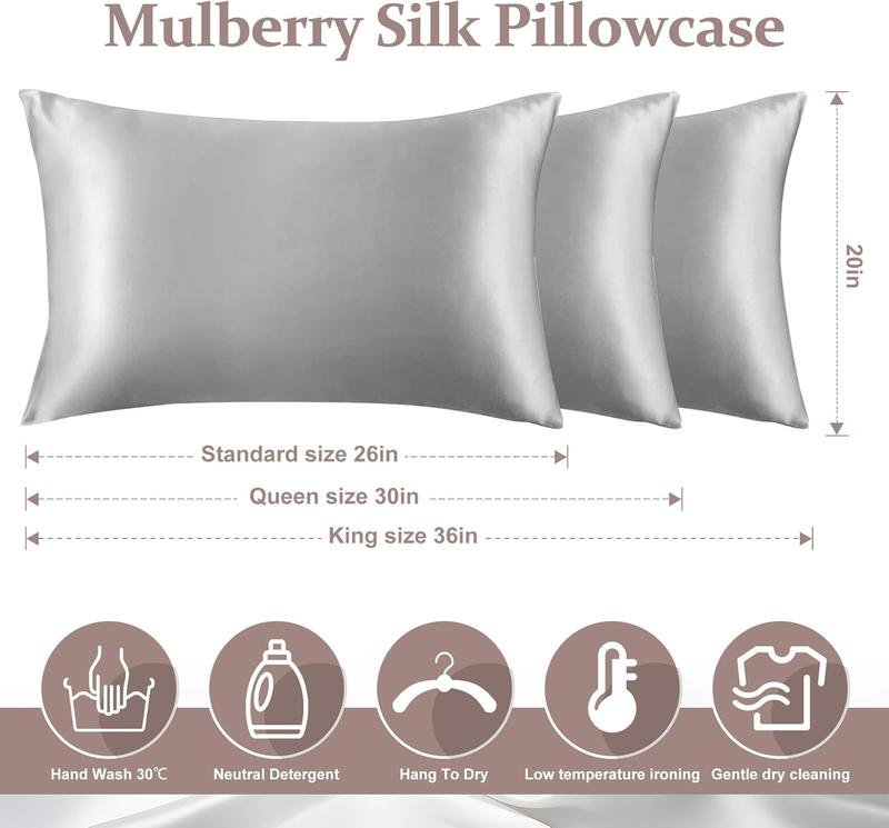 2 Pack Silk Pillowcases - 100% Mulberry Silk for Hair and Skin Protection, Double-Sided Use, Hypoallergenic & Ultra-Soft  silk bed sheets