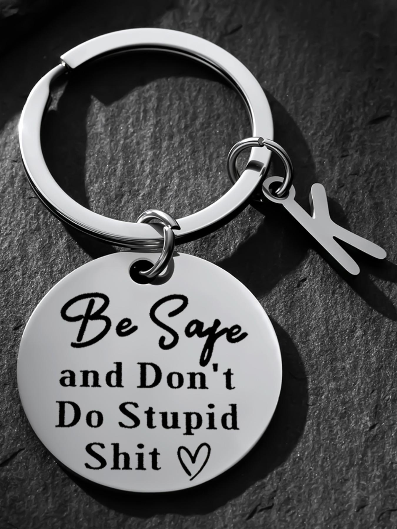 Funny Safety Keychain, Personalized Initial a Keyring, Humorous Gift for Men Women, Perfect for Birthdays, Christmas, Graduations