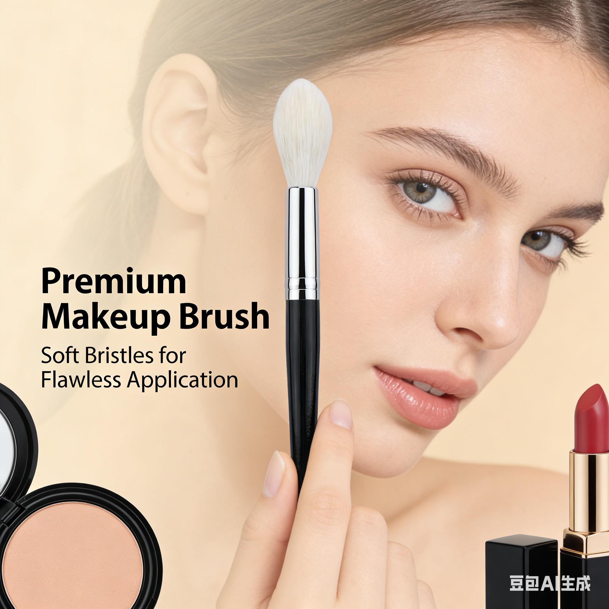 Flame Highlighter Brusher, Powder Blush Highlight Contour Sculpting Makeup Tool, 100% Goat Hair Tapered Makeup Brush, 1pcs