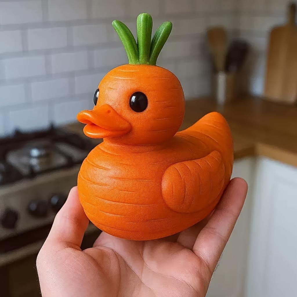 Cute Vegetable Theme 3D Figurine, Statue, Expressive Eyes Nose Mouth, Duck Chicken Pumpkin Broccoli Onion Garlic Beet Cabbage, Resin Desktop Car Kitchen Party Decor