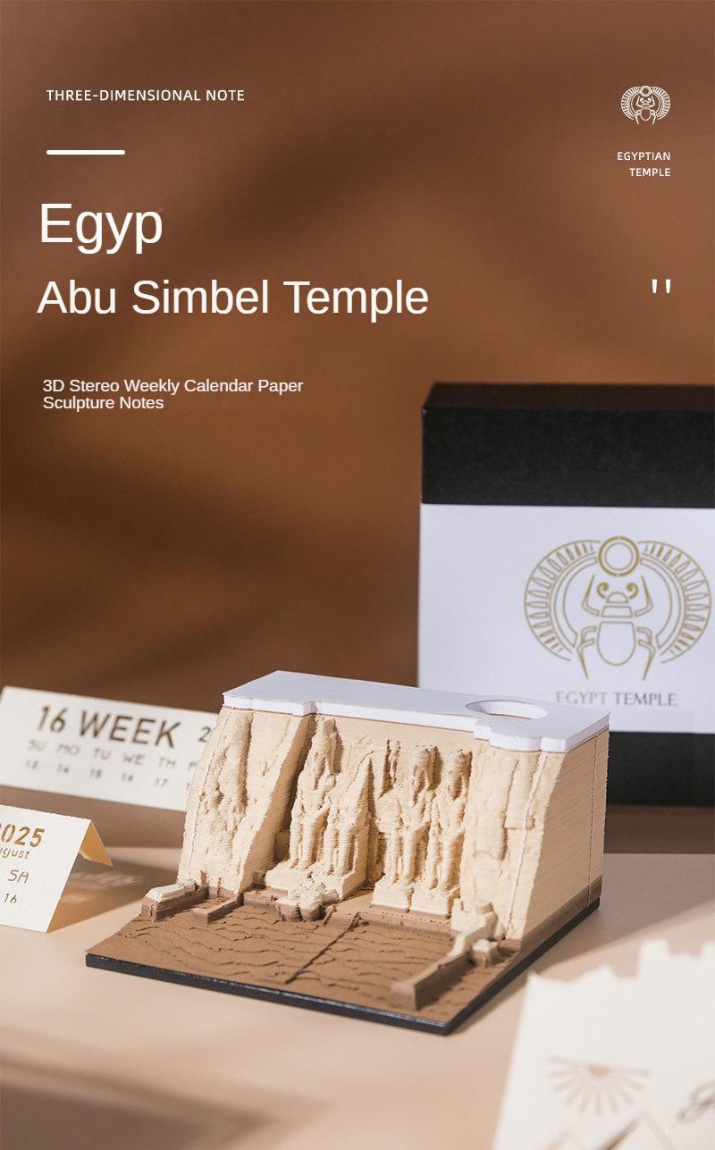 3D Egyptian Temple Calendar, Hand-Torn Paper Sculpture, Magical Art Desktop Ornament, Tear-Off Notepad & Memo Pad, Creative Gift for Home/Office, Perfect Birthday/Christmas/New Year Gift