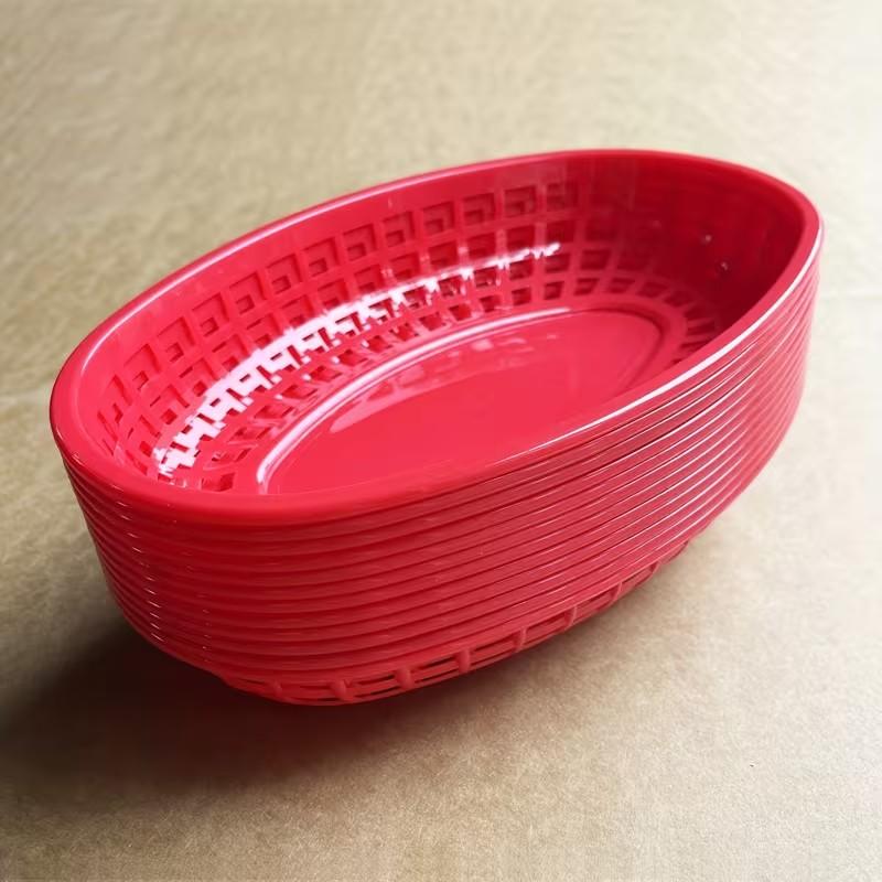 12/24/36pcs Plastic Food Serving Trays, Fast Food Basket, Restaurant Basket, Kitchen Supplies, Hamburger Fried Chips Tray, Serveware Accessories